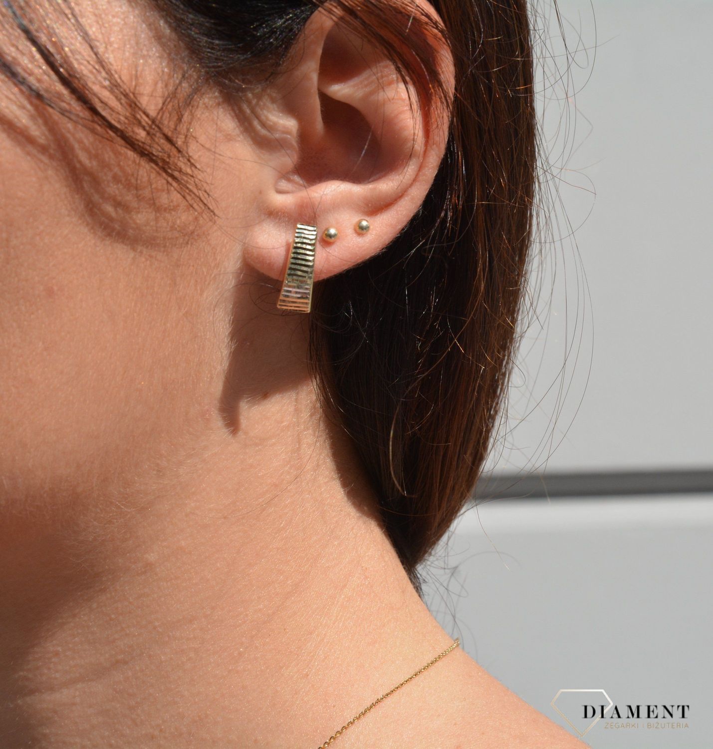 Złote kolczyki na angielskie zapięcie 333 ' Uniwersalny wzór ' KL 2956.jpg